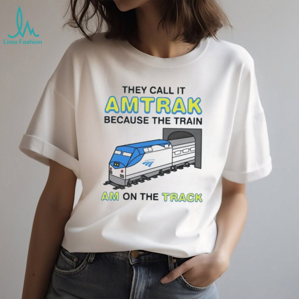 Funny Amtrak Train Am On The Track Pun White Graphic T Shirt