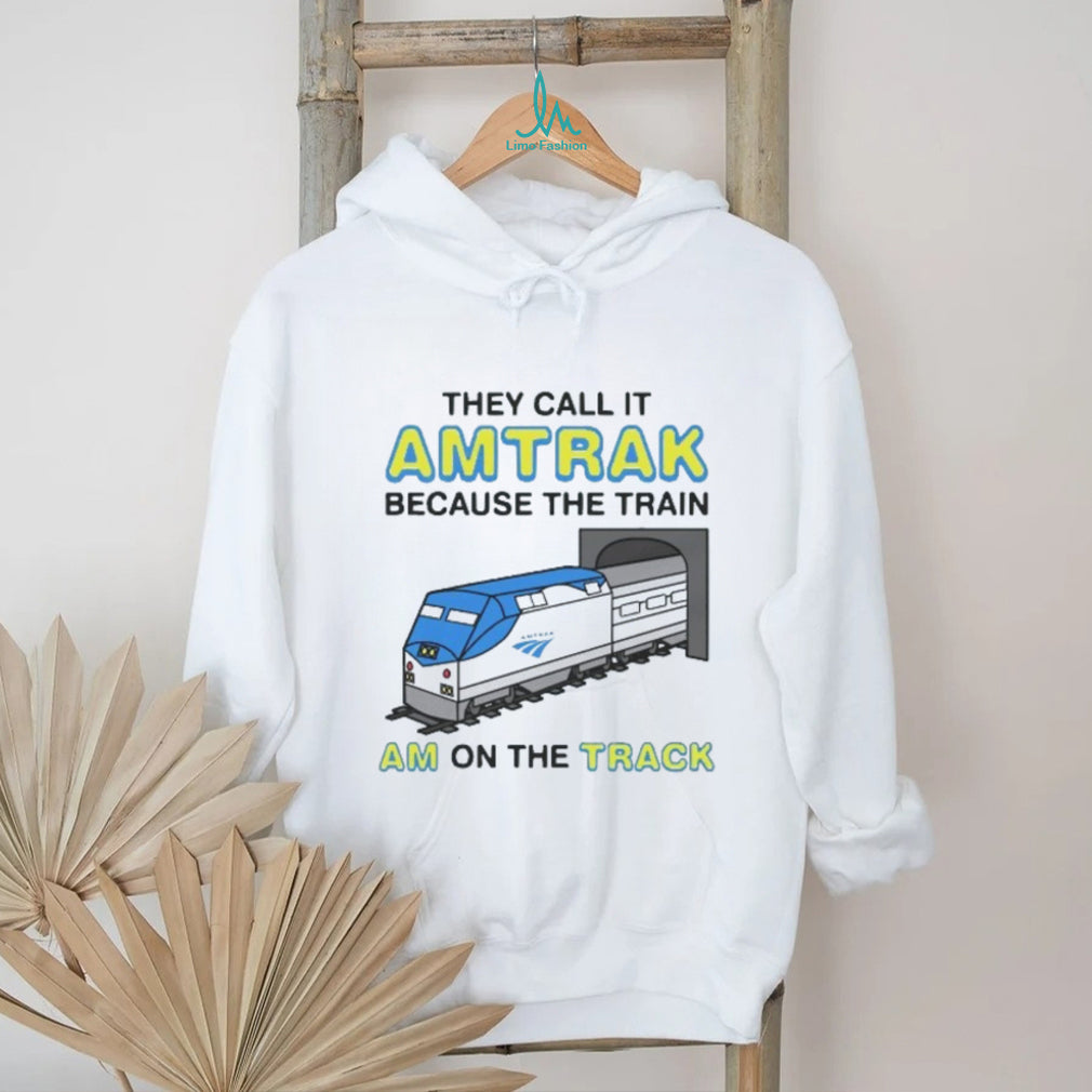 Funny Amtrak Train Am On The Track Pun White Graphic T Shirt