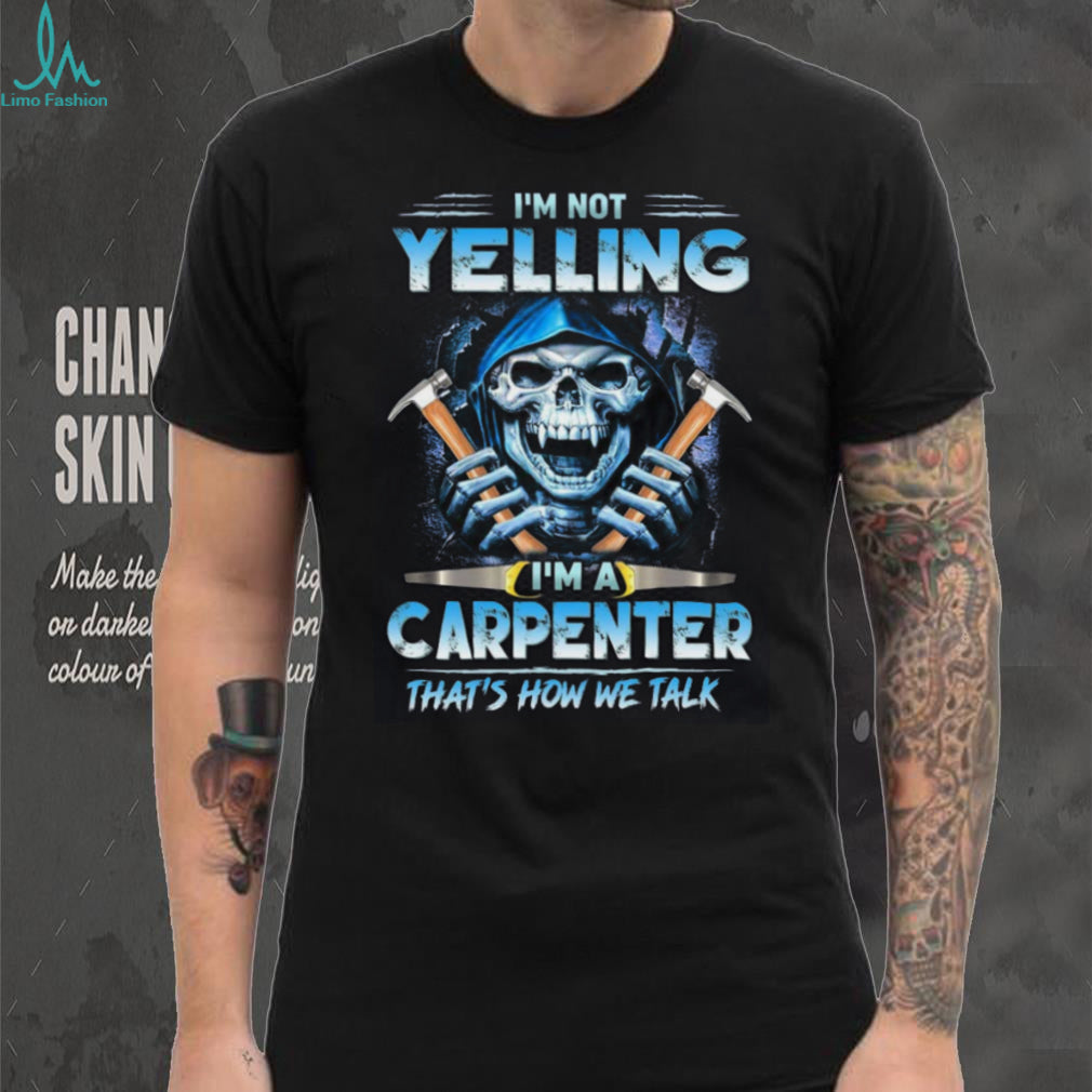 Funny Carpenter Blue Reaper Skull Hammer Woodworker T Shirt