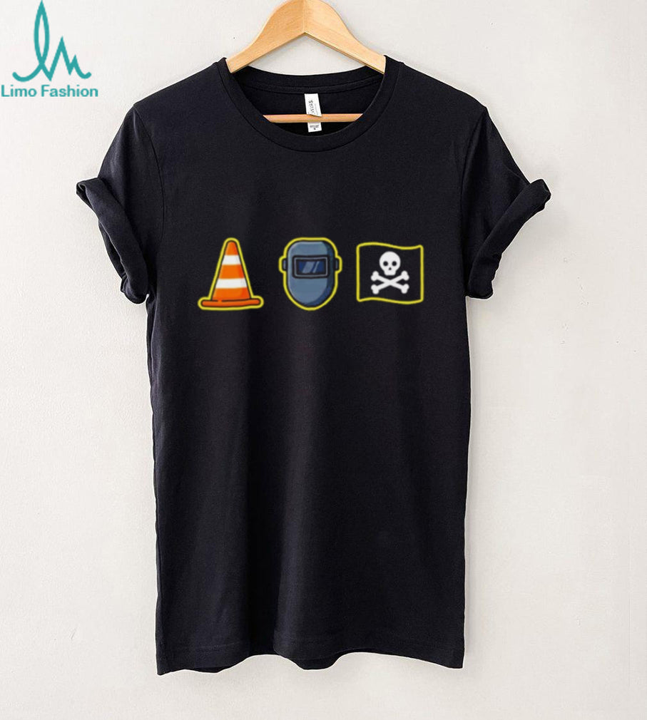 Funny Construction Icons Traffic Cone Welding Mask Pirate T Shirt