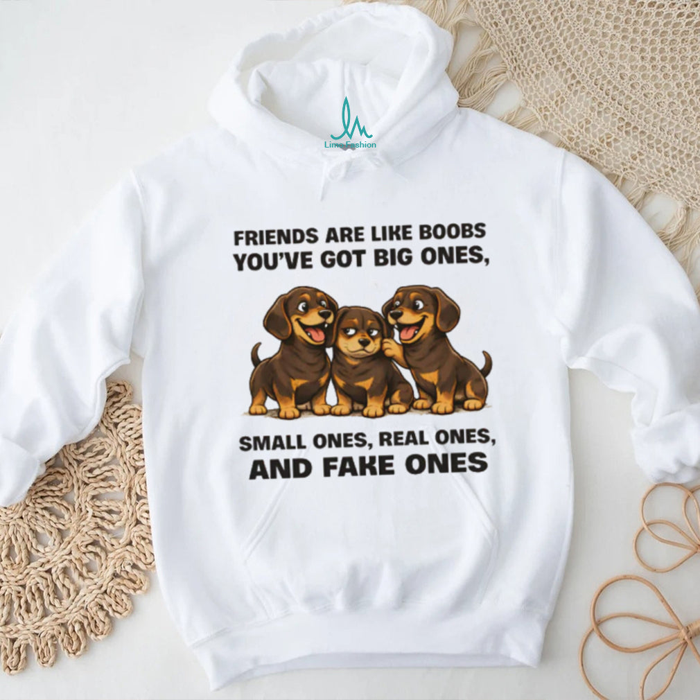 Funny Dachshund Puppies “Friends Are Like Boobs” Graphic T Shirt