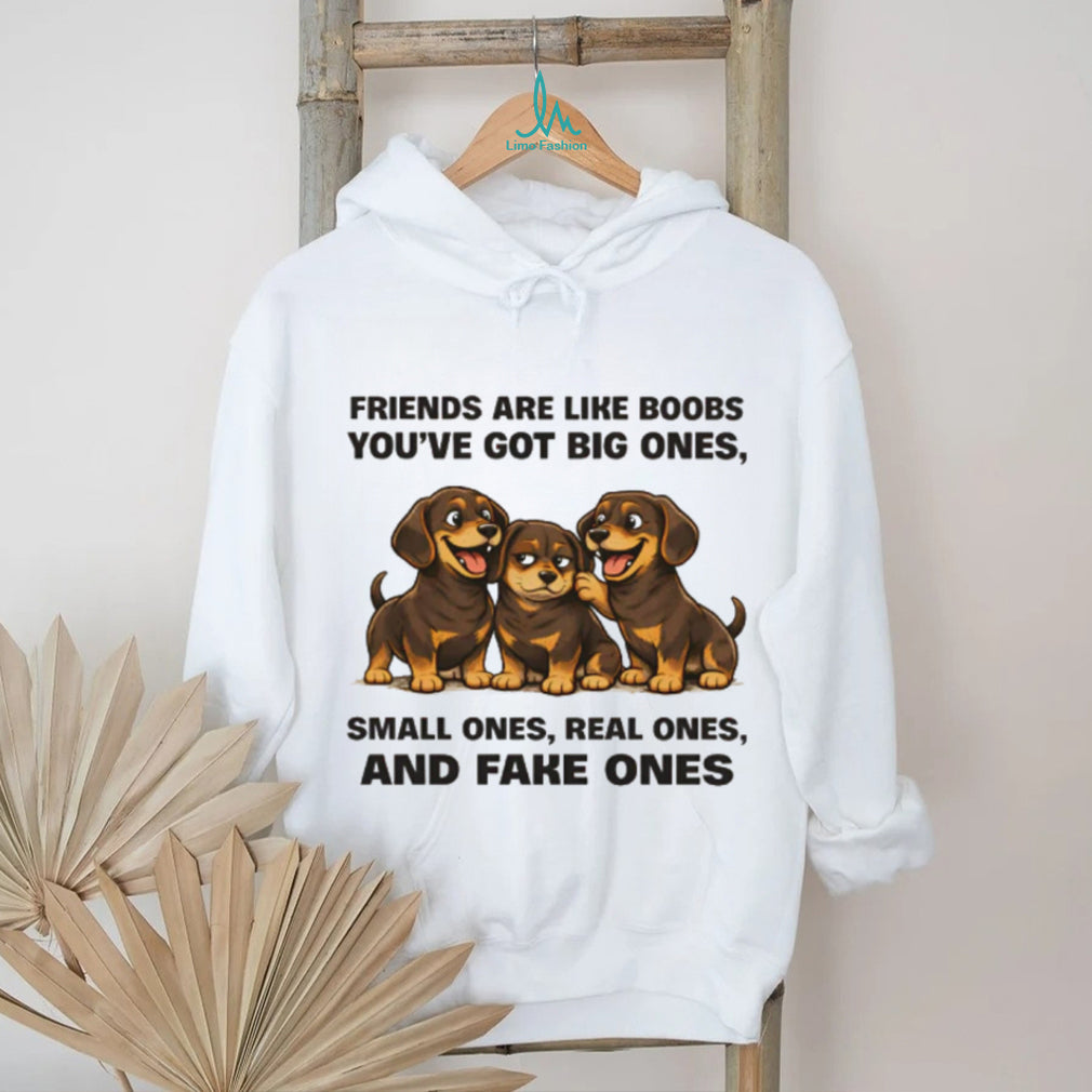 Funny Dachshund Puppies “Friends Are Like Boobs” Graphic T Shirt