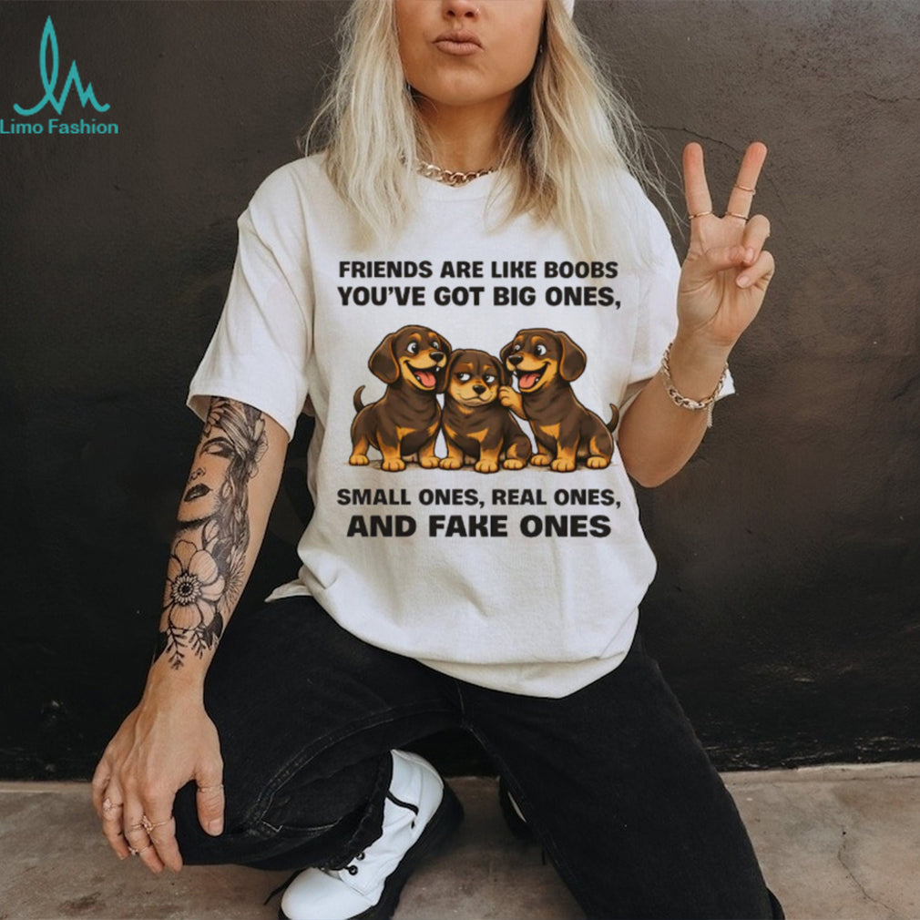 Funny Dachshund Puppies “Friends Are Like Boobs” Graphic T Shirt