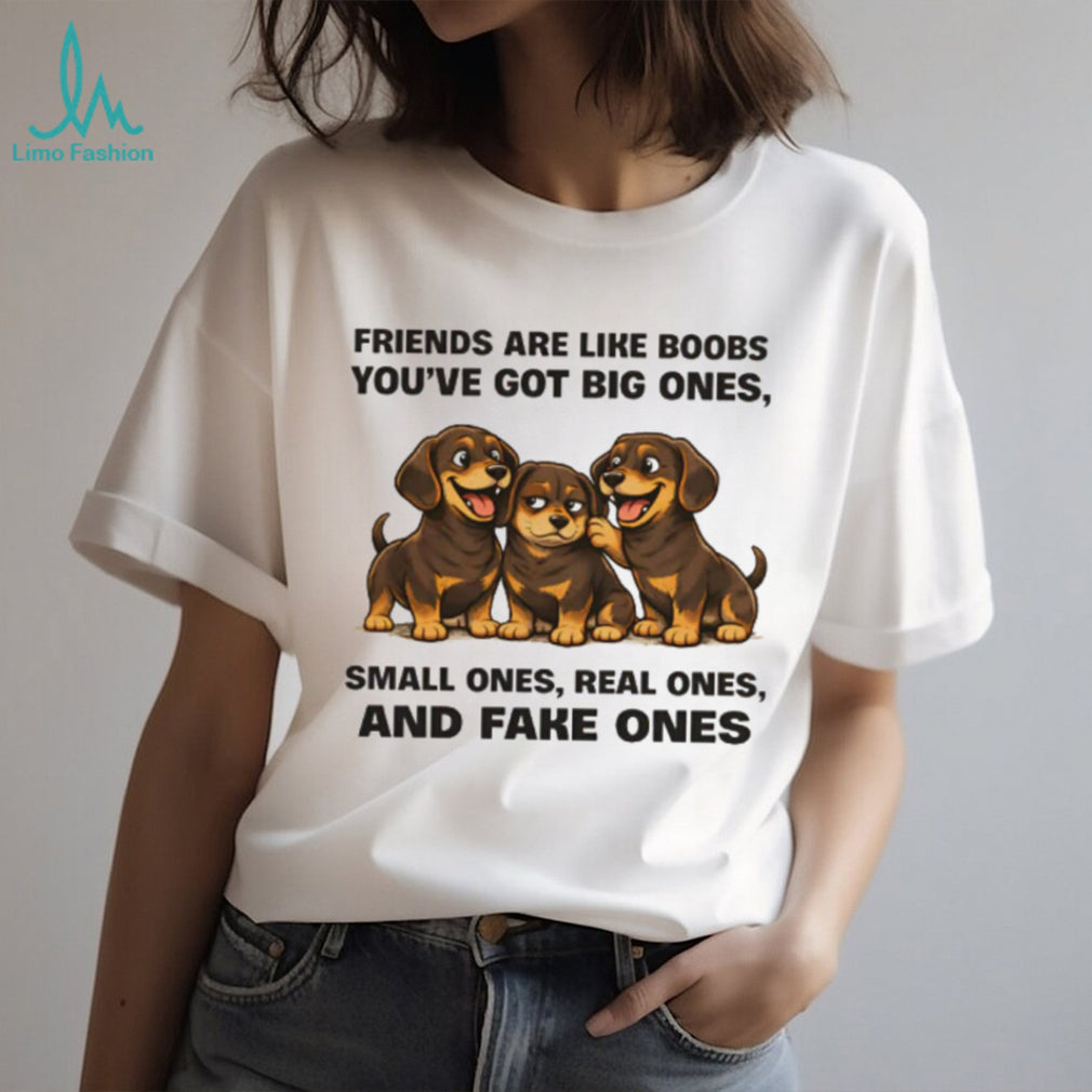 Funny Dachshund Puppies “Friends Are Like Boobs” Graphic T Shirt