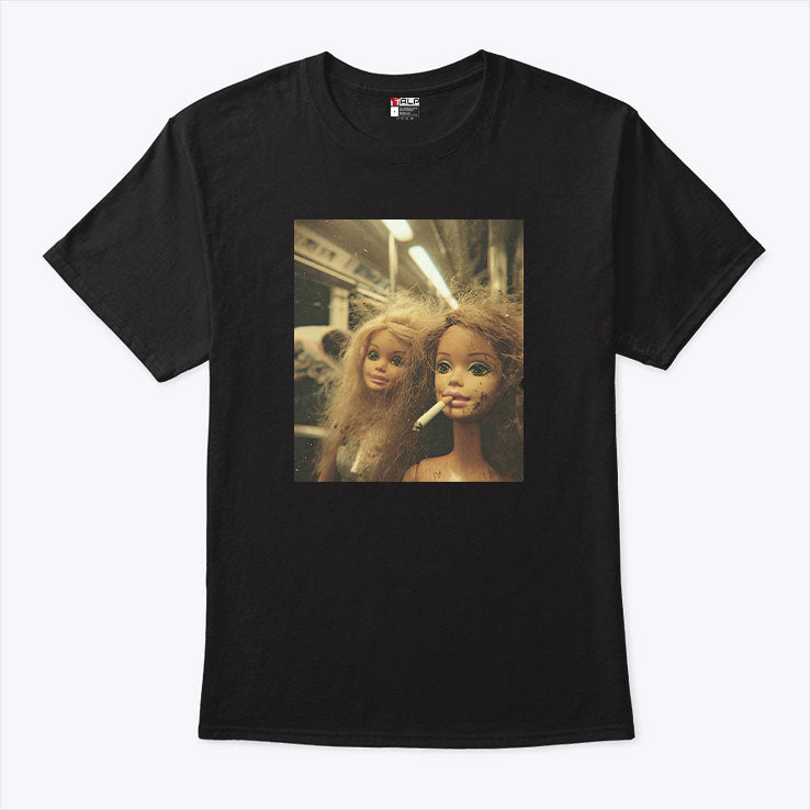 Funny Distressed Doll Smoking T Shirt