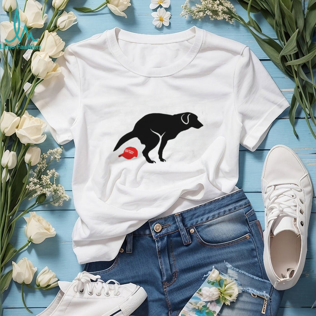 Funny Dog Pooping on Red MAGA Hat Political Satire T Shirt