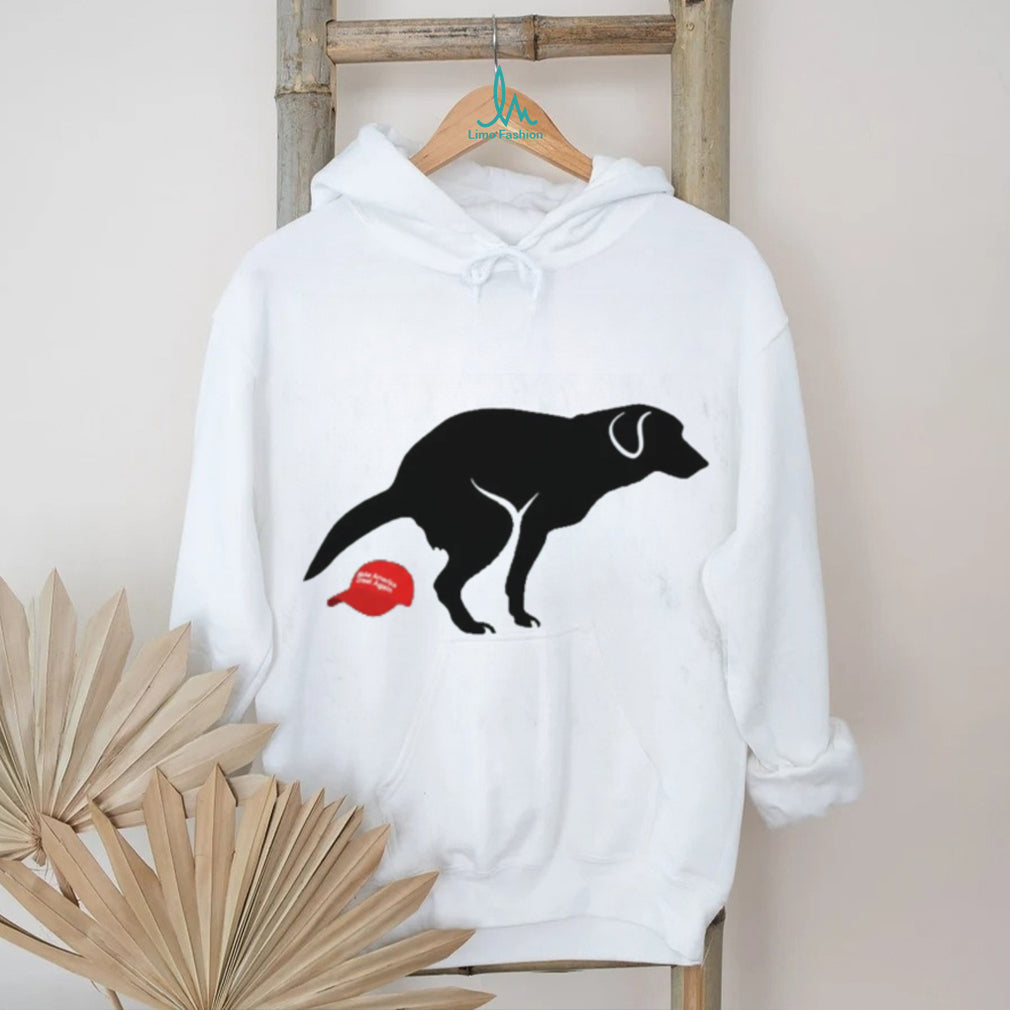 Funny Dog Pooping on Red MAGA Hat Political Satire T Shirt