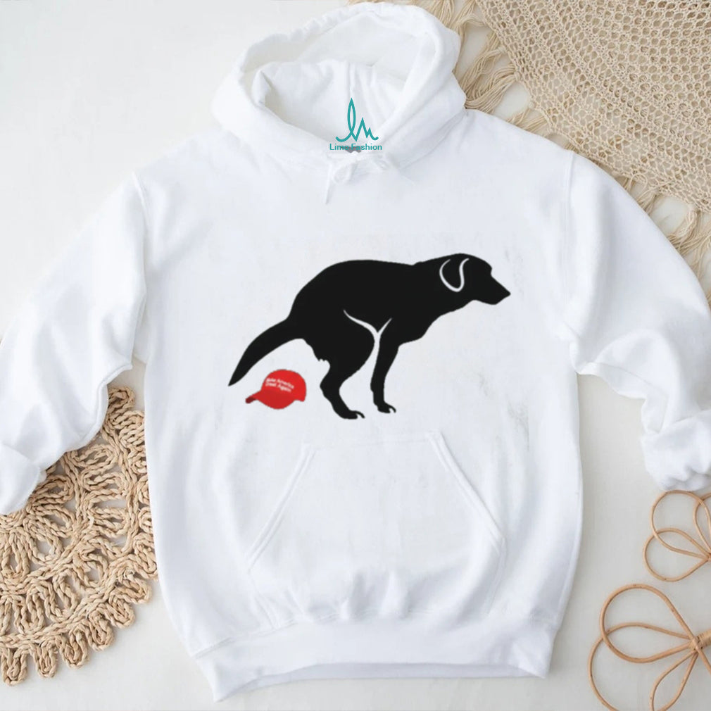 Funny Dog Pooping on Red MAGA Hat Political Satire T Shirt