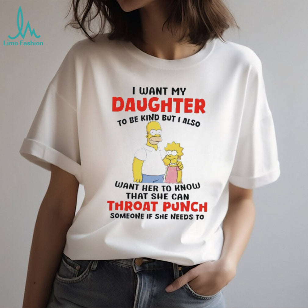 Funny Father Daughter Throat Punch Quote Cartoon T Shirt