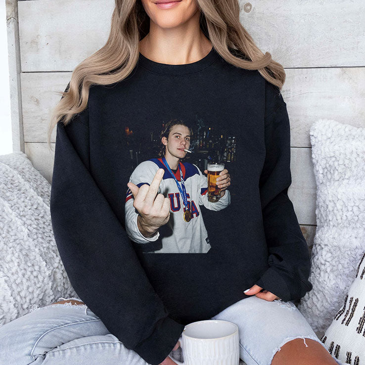 Funny Jack Hughes Middle Finger T Shirt