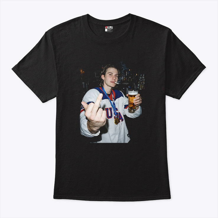 Funny Jack Hughes Middle Finger T Shirt
