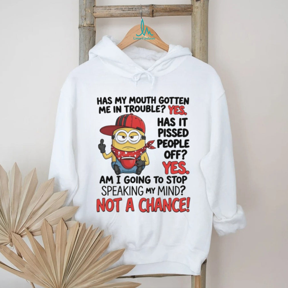 Funny Minion “Has My Mouth Gotten Me In Trouble” Rebel T Shirt
