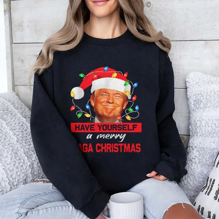 Funny Santa Trump Have Yourself A Merry Maga Christmas Shirt