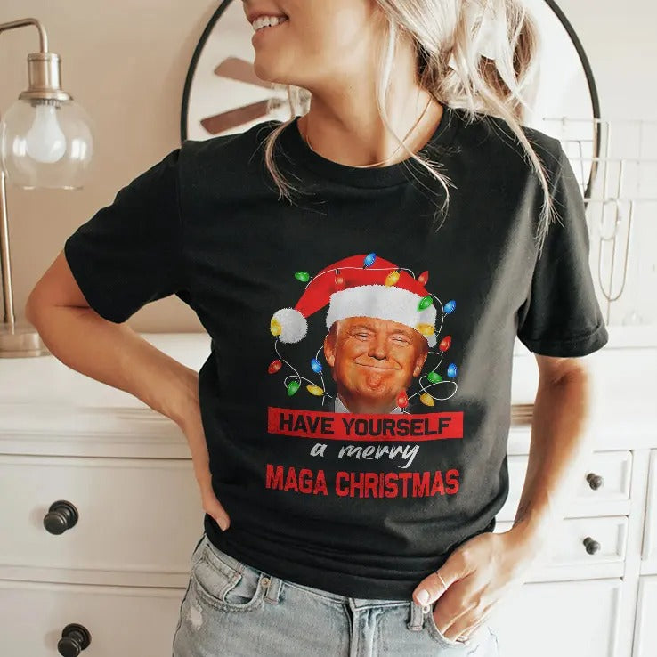 Funny Santa Trump Have Yourself A Merry Maga Christmas Shirt