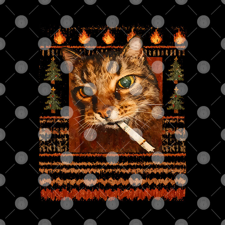 Funny Smoking Cat Meme Christmas T Shirt