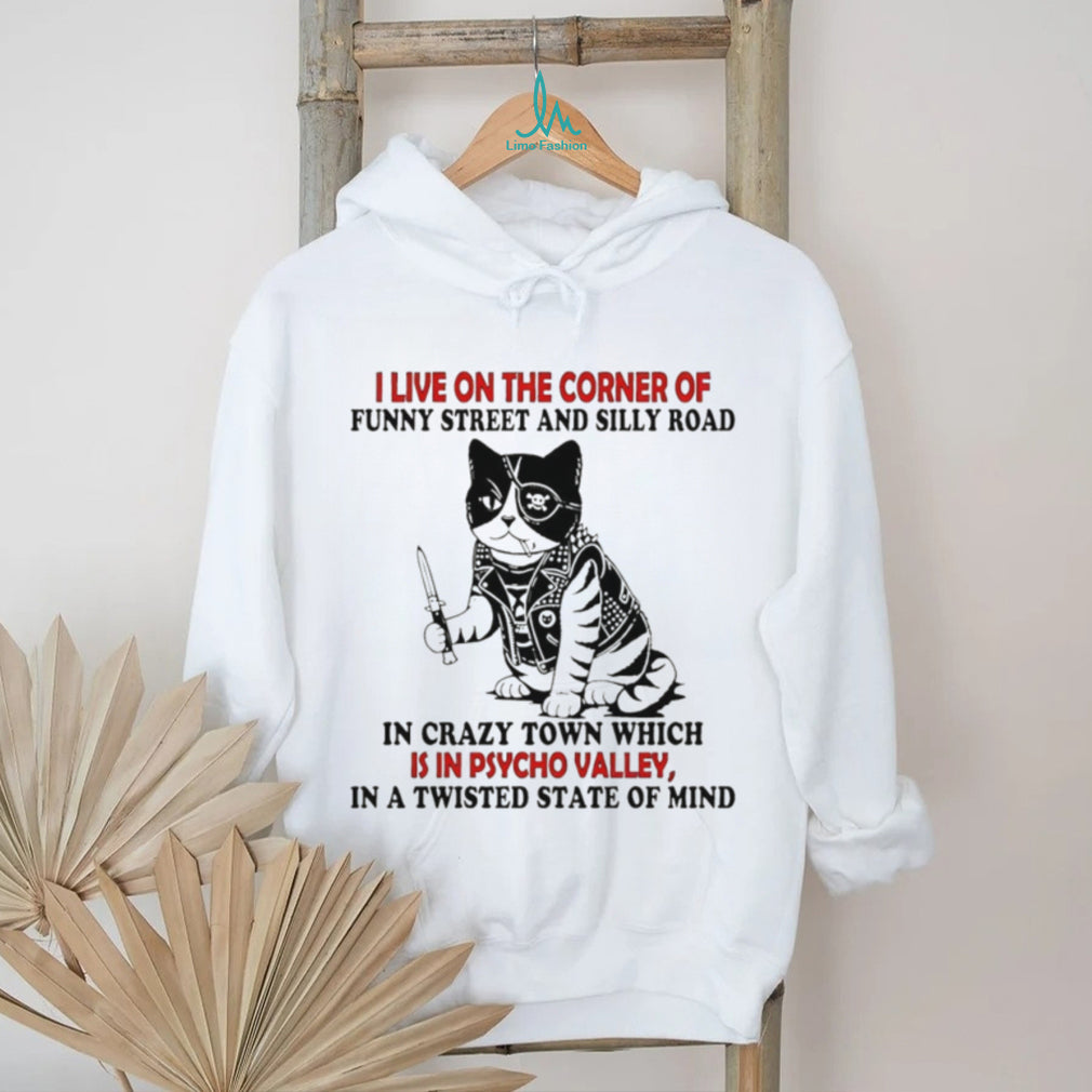 Funny Street Silly Road Pirate Cat Psycho Valley Humor T Shirt