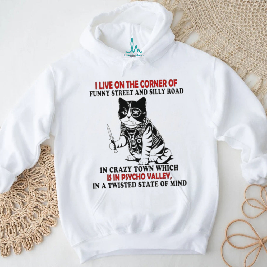 Funny Street Silly Road Pirate Cat Psycho Valley Humor T Shirt