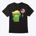 Funny Trump MAGA Cartoon Garbage Can American Flag Shirt