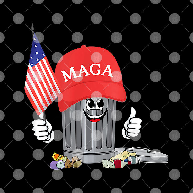 Funny Trump MAGA Garbage Can American Flag Shirt