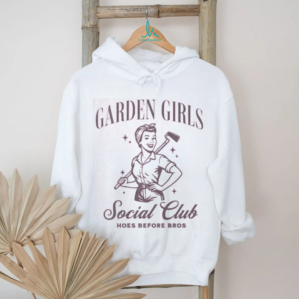 Garden Girls Social Club Hoes Before Bros Retro Style T shirt