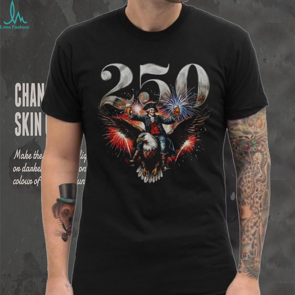George Washington Riding Bald Eagle 250th Anniversary Independence Day T Shirt