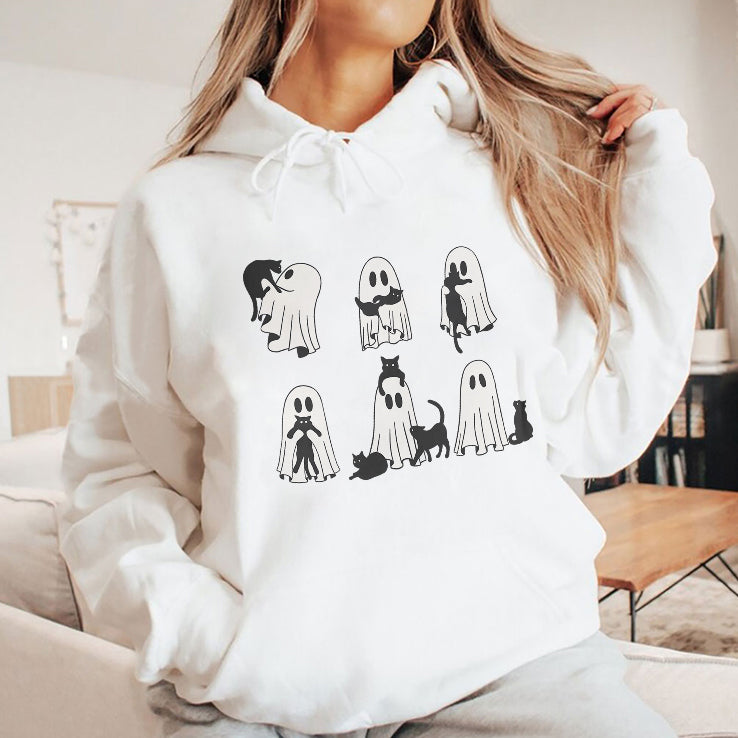 Ghost Black Cat Halloween Shirt