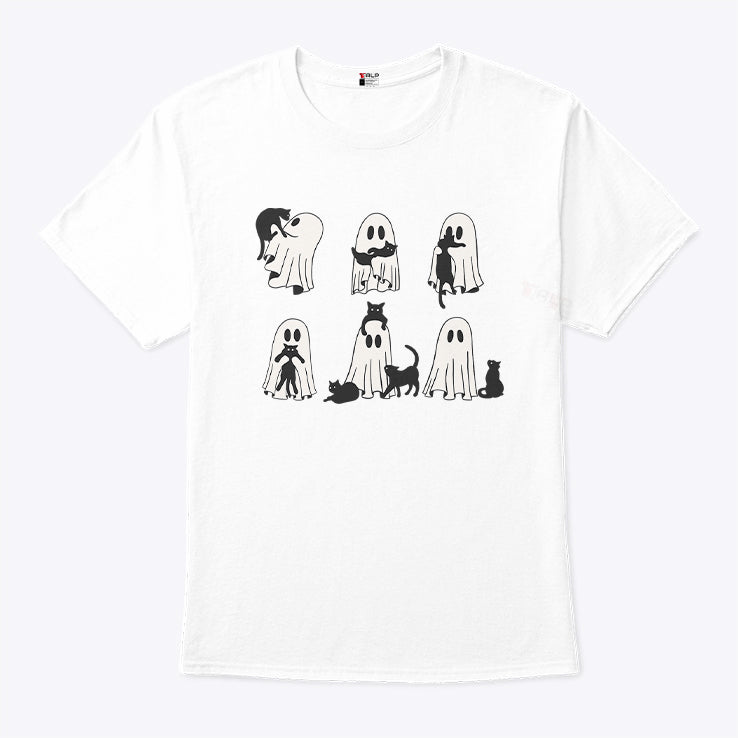 Ghost Black Cat Halloween Shirt