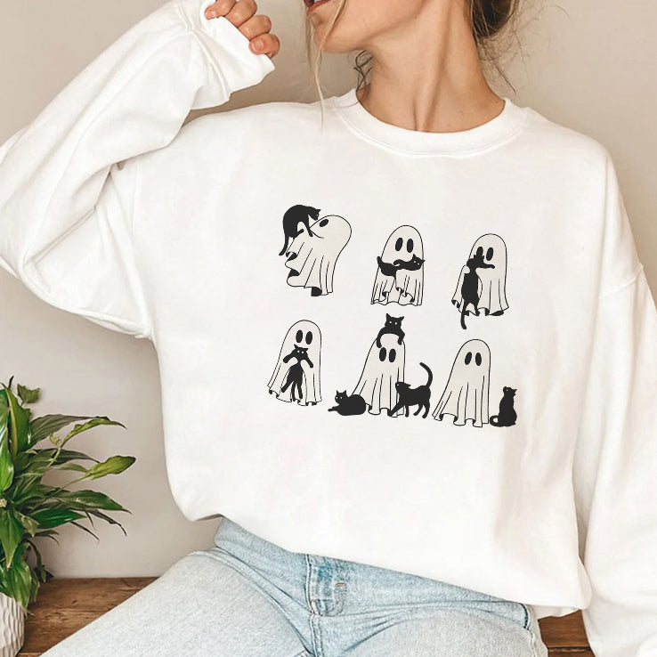 Ghost Black Cat Halloween Shirt