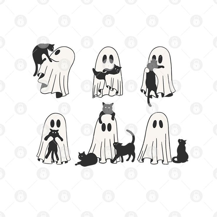 Ghost Black Cat Halloween Shirt