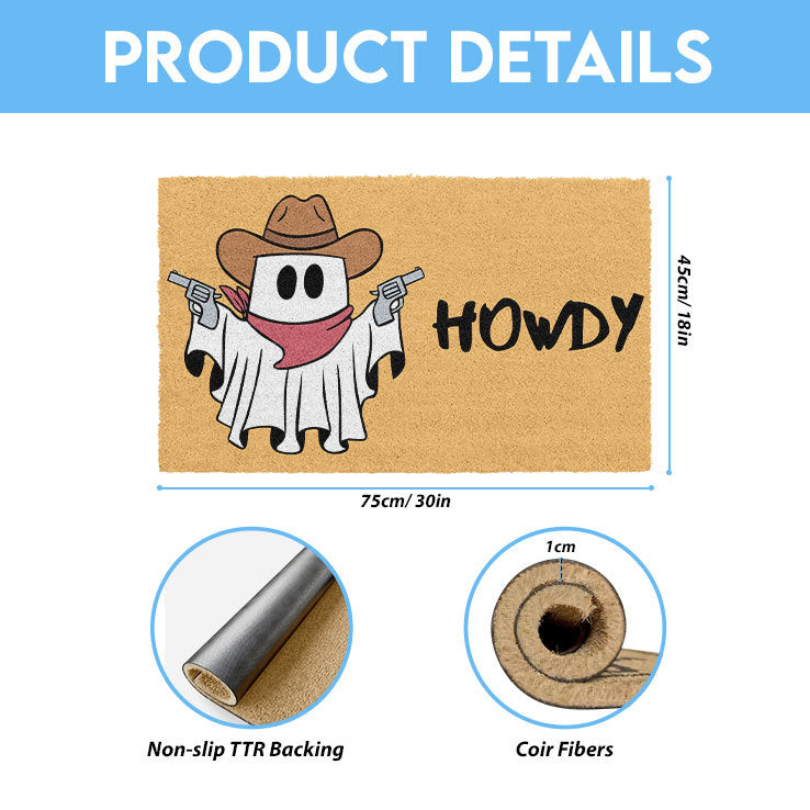 Ghost Cowboy Halloween Ghost & Bat Pattern Halloween Doormat