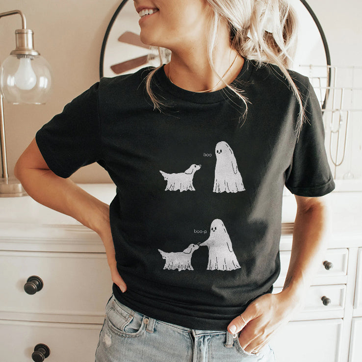 Ghost Touch The Dog Boo Boo-p Halloween T Shirt