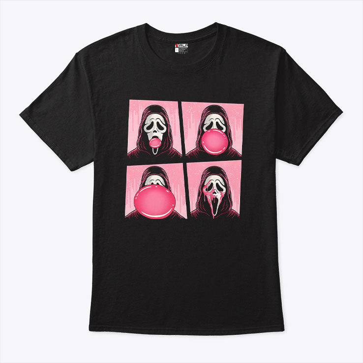 Ghostface Bubble Pink Gum Halloween Shirt