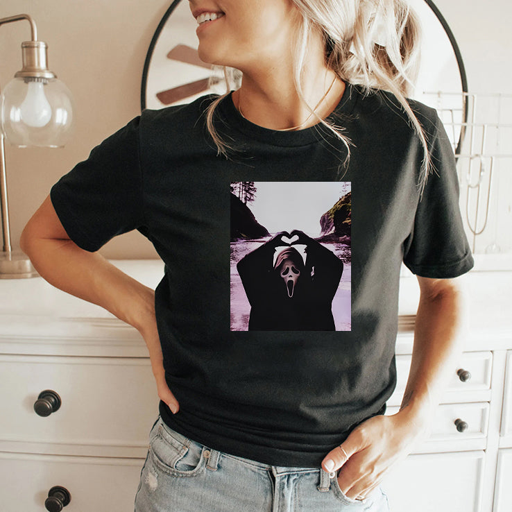 Ghostface Scream Halloween Heart Hands T Shirt