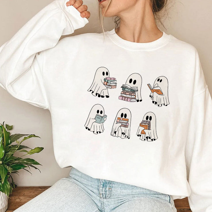 Ghosts Reading Books Halloween T Shirt