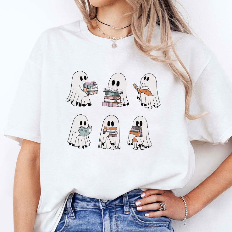 Ghosts Reading Books Halloween T Shirt