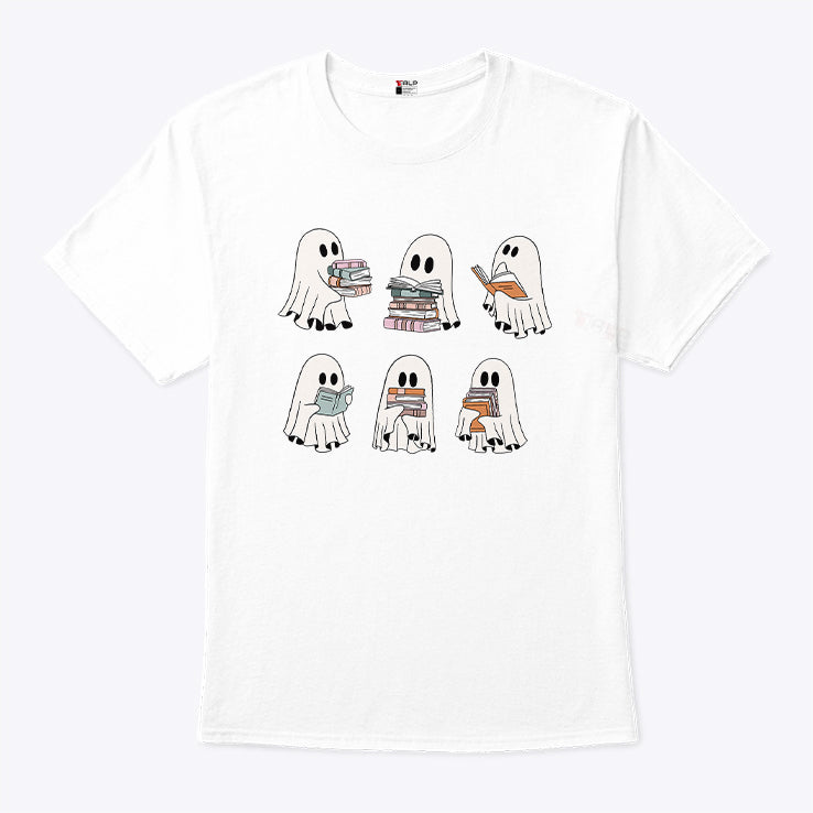 Ghosts Reading Books Halloween T Shirt