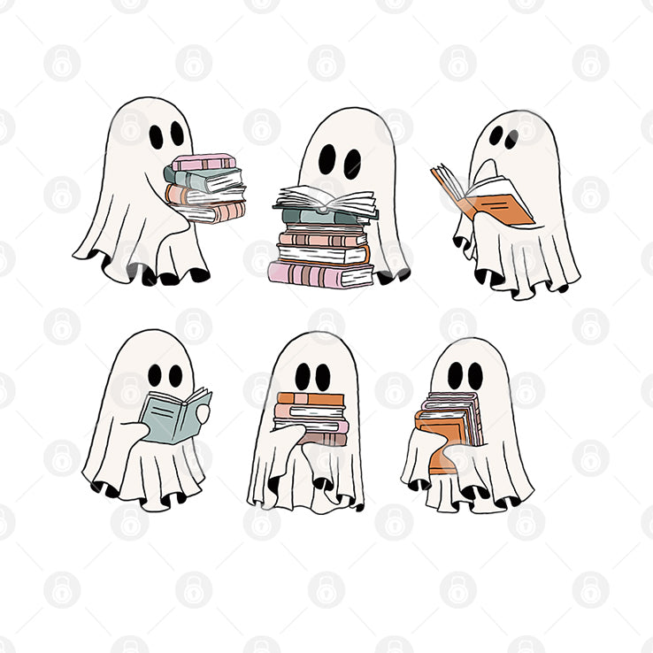 Ghosts Reading Books Halloween T Shirt