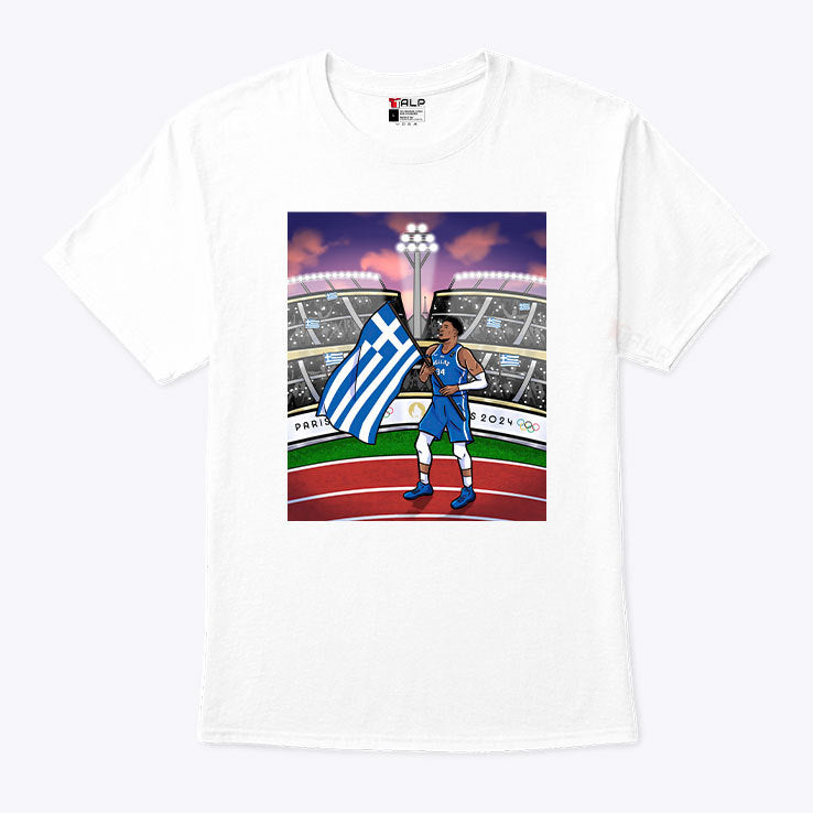 Giannis Antetokounmpo Greece’s Flag Bearer Paris 2024 Olympics Shirt