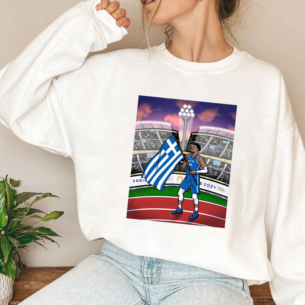 Giannis Antetokounmpo Greece’s Flag Bearer Paris 2024 Olympics Shirt