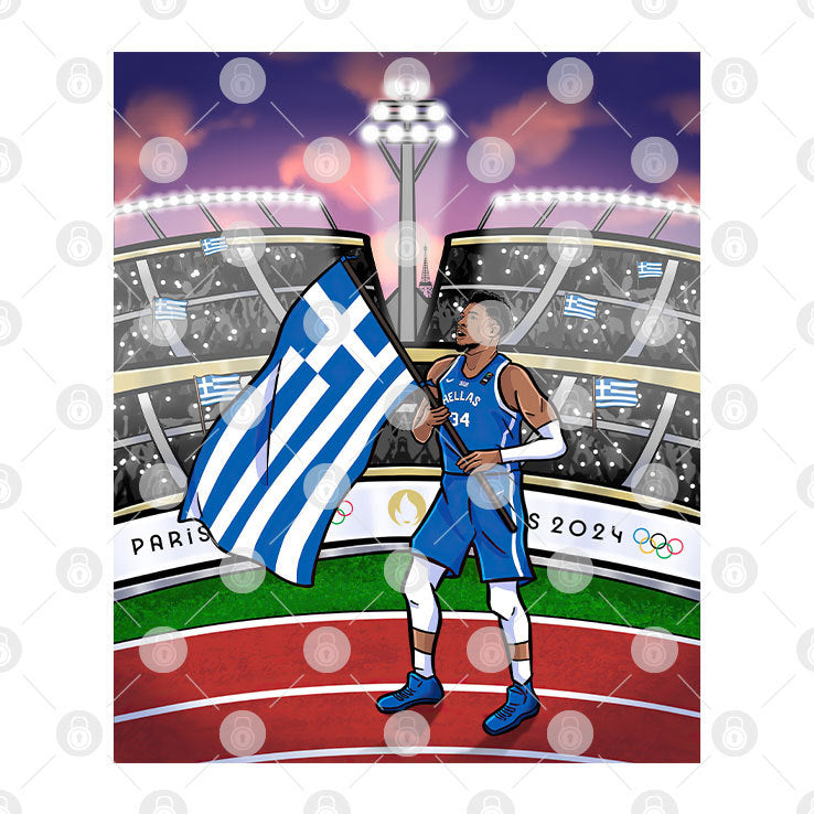 Giannis Antetokounmpo Greece’s Flag Bearer Paris 2024 Olympics Shirt
