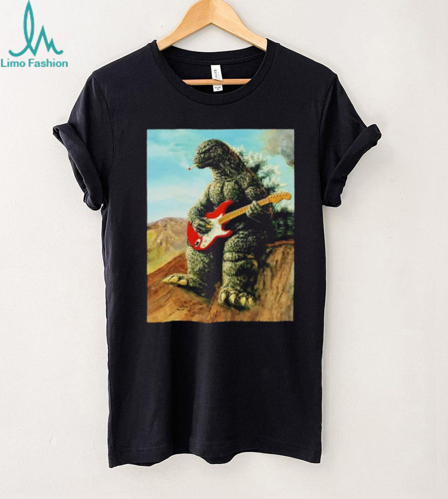 Godzilla Playing Guitar Smoking a Cigarette shirt