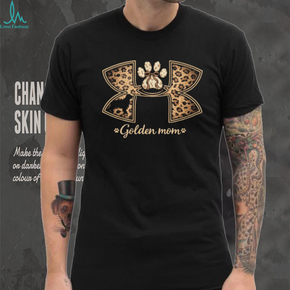Golden Retriever Mom Leopard Print Paw Ribbon Dog Lover T Shirt