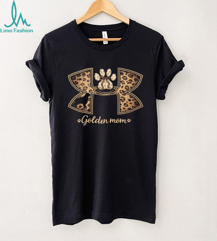 Golden Retriever Mom Leopard Print Paw Ribbon Dog Lover T Shirt