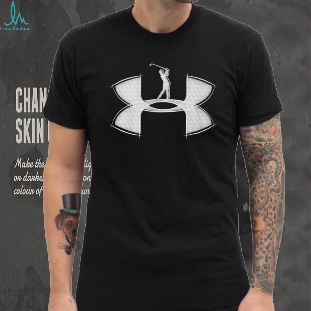 Golf Swing Silhouette Dimple Texture Athletic Logo T Shirt