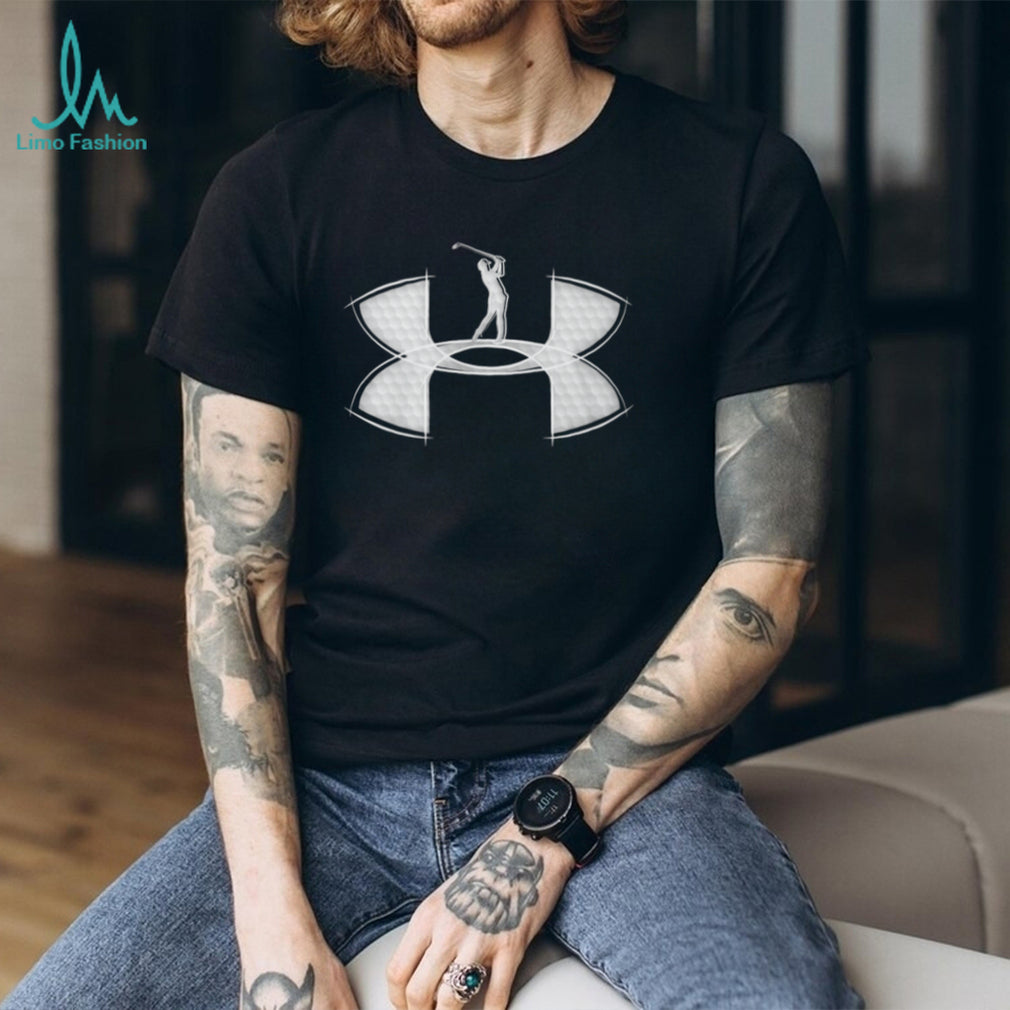 Golf Swing Silhouette Dimple Texture Athletic Logo T Shirt