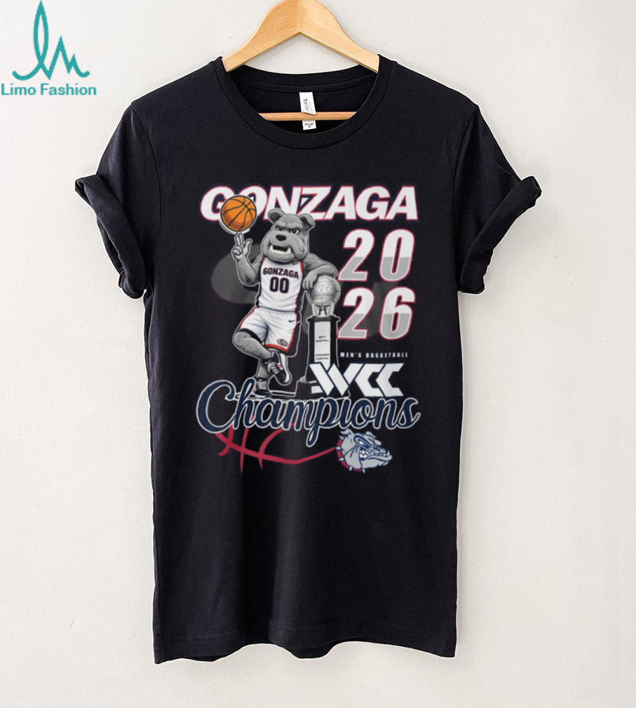 Gonzaga Bulldogs 2026 WCC Basketball Champions Mascot Trophy Graphic T Shirt
