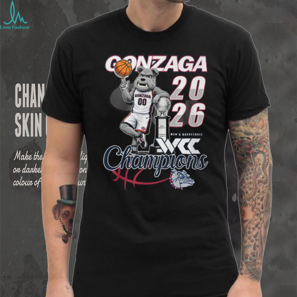 Gonzaga Bulldogs 2026 WCC Basketball Champions Mascot Trophy Graphic T Shirt