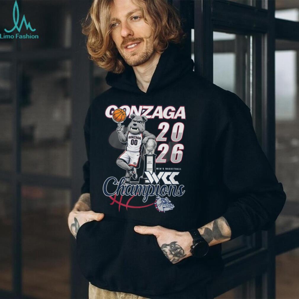 Gonzaga Bulldogs 2026 WCC Basketball Champions Mascot Trophy Graphic T Shirt