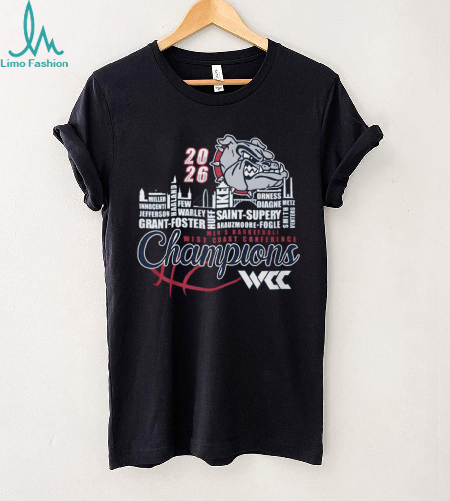 Gonzaga Bulldogs 2026 WCC Men’s Basketball Champions Roster Graphic T Shirt