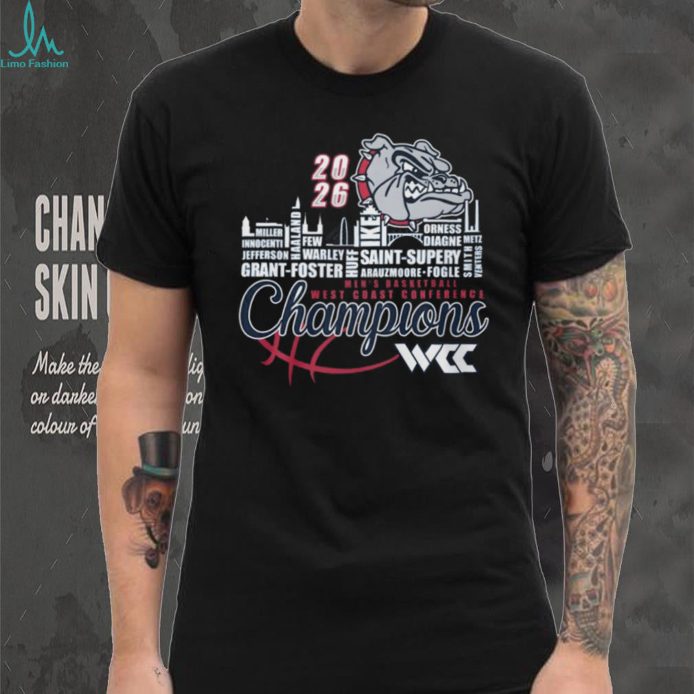 Gonzaga Bulldogs 2026 WCC Men’s Basketball Champions Roster Graphic T Shirt